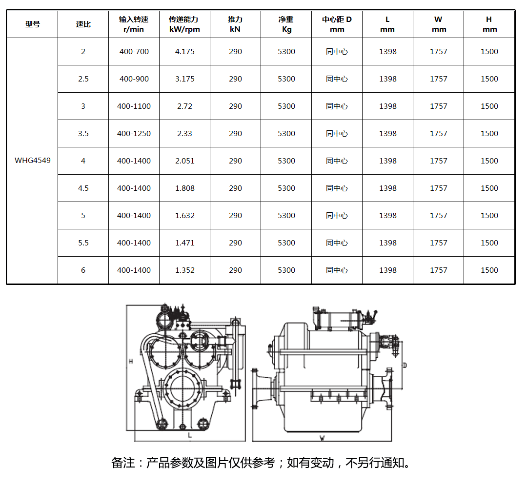 whg4549大功率系列船用齿轮箱