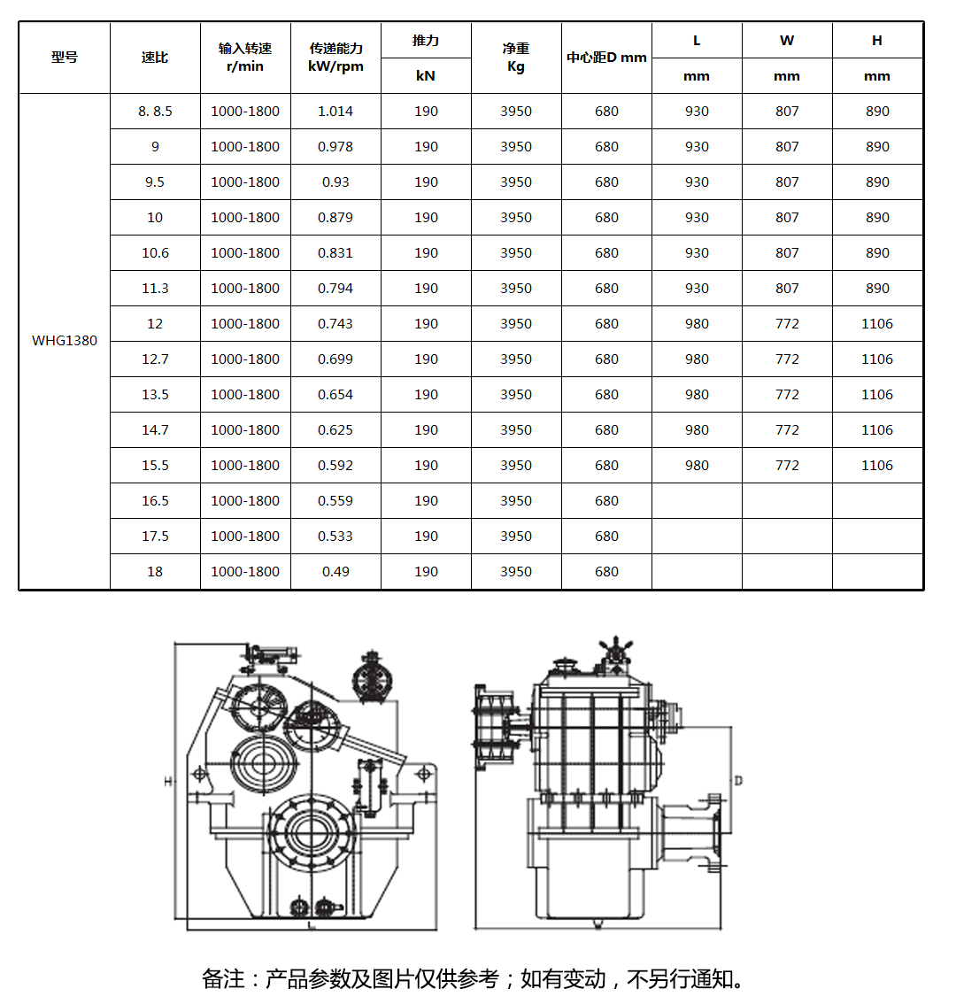 whg1380中功率系列船用齿轮箱
